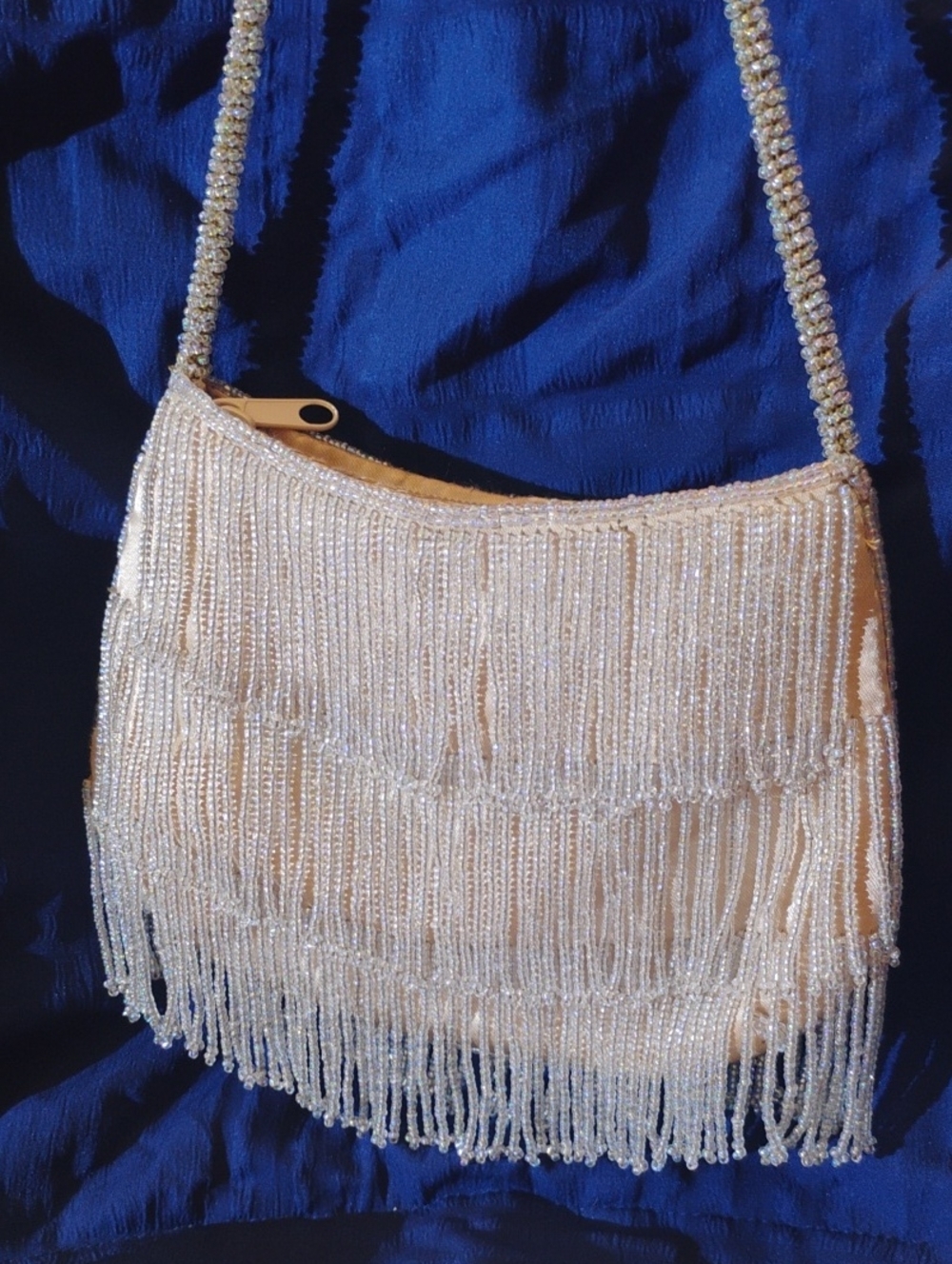 Ivory Beaded Fringe Evening Wristlet